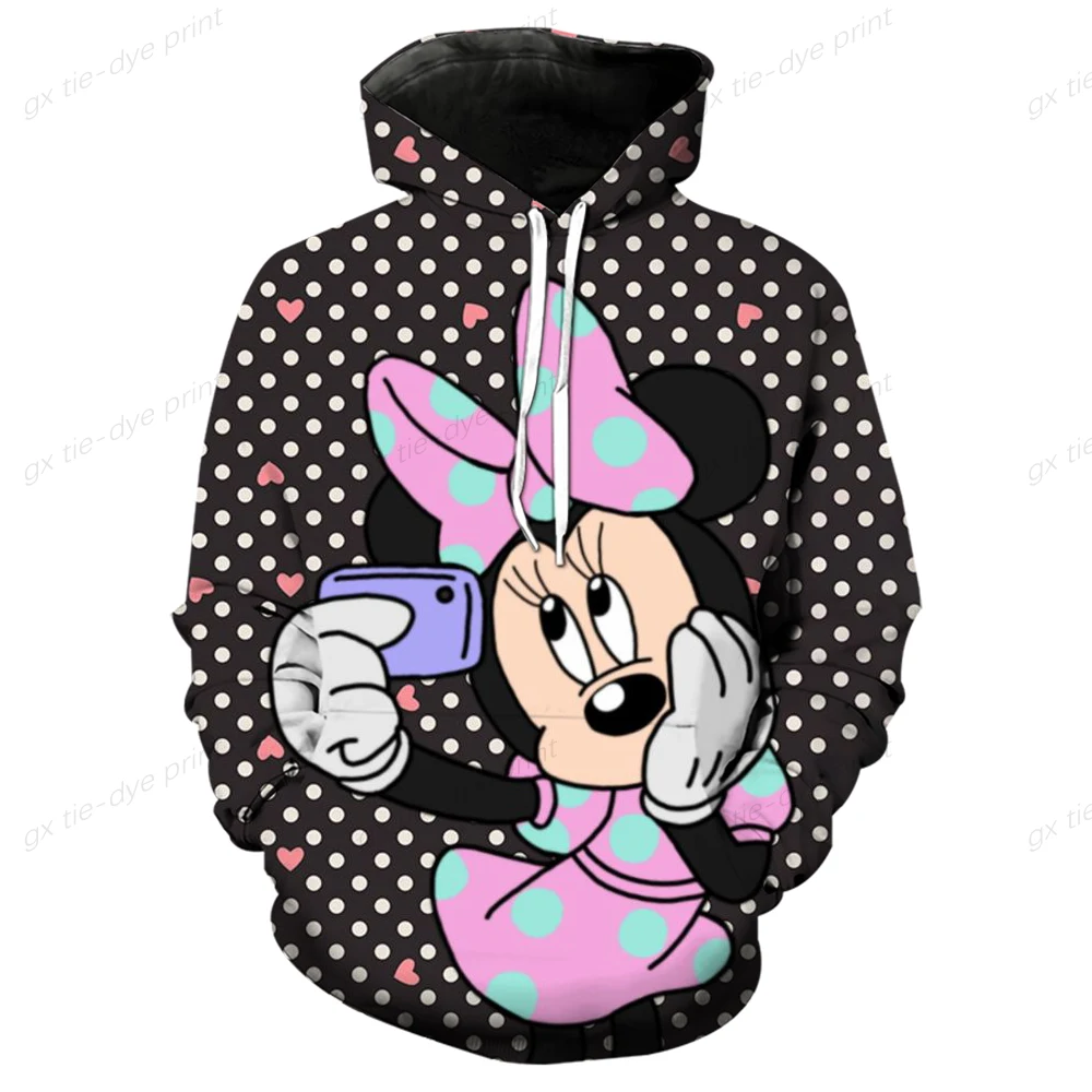 Women Oversized Hoodies Autumn Disney Mickey Mouse Print Hooded Sweatshirts Female Casual Long Sleeve Pullover Tops Streetwear