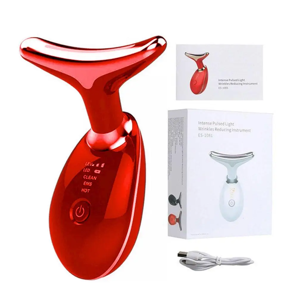 EMS Neck Face Lifting Massager, Beleza Da Pele, Removedor de LED, Rugas, Queixo Apertar, Dispositivo Anti Photon, Duplo Ther, H9W1