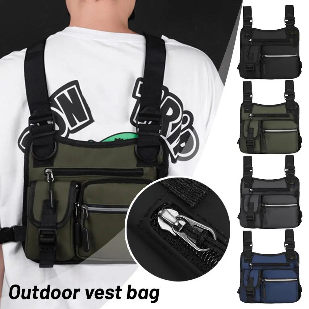 Fashion Tactical Oxford Cloth Vest Outdoor Sports Cycling Mountain Bag Bag Hiking Bike Bag Chest Sports Outdoor Chest Chill E8o2