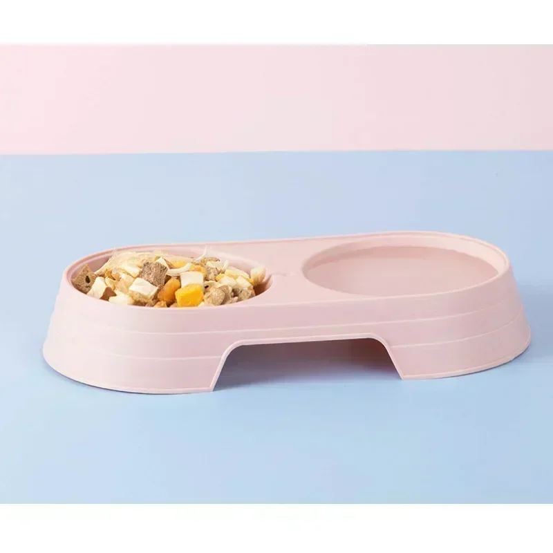 Macaron Pet Double Bowl Plastic Kitten Dog Food Drinking Tray Feeder Cat Feeding Pet Supplies Accessories Pet Products Dog Bowl