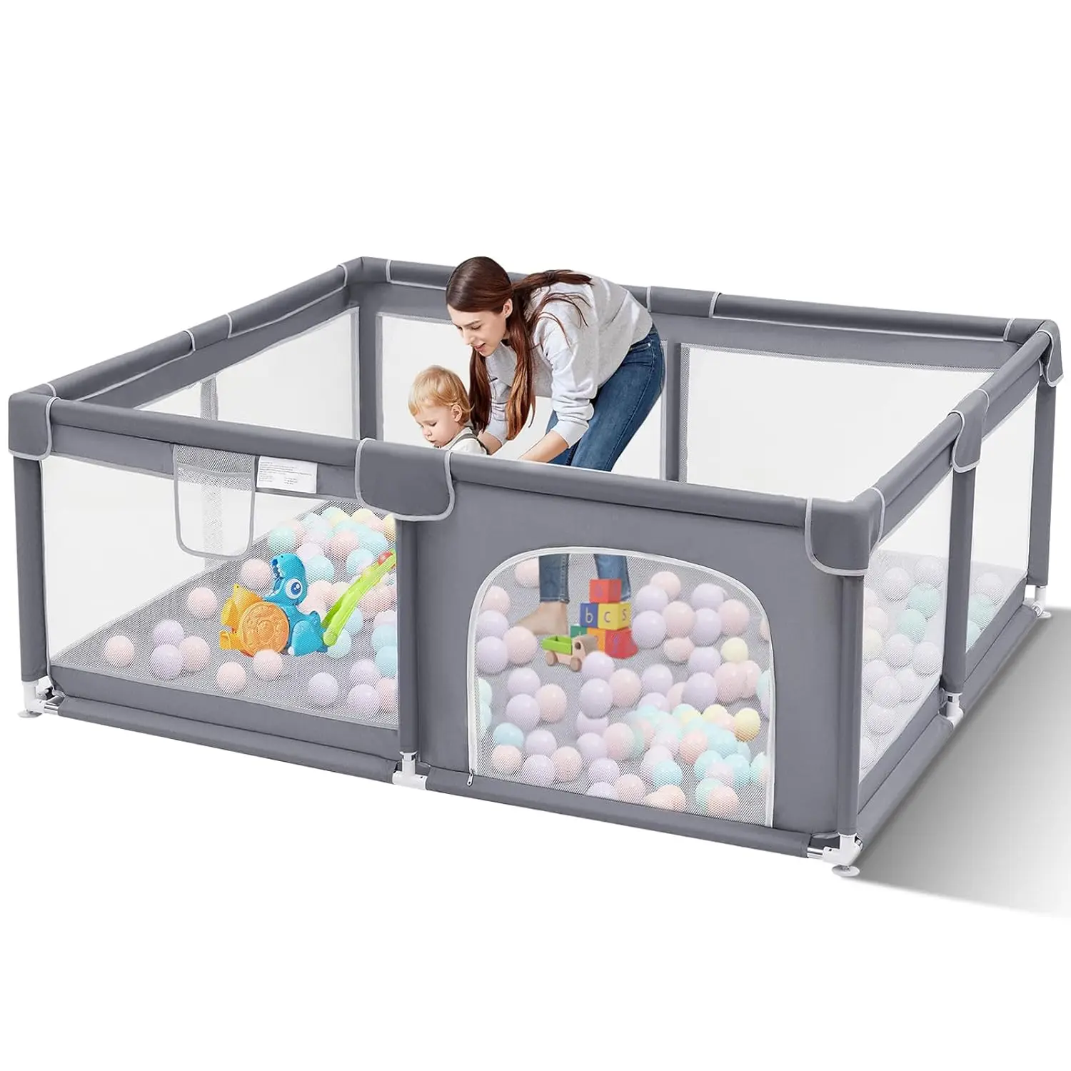 Playpen dan Playard bayi, pena bermain ekstra besar untuk bayi dan balita, Area pagar bayi portabel untuk balita dan hewan peliharaan untuk Indoo