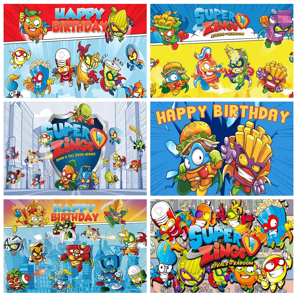

Cartoon Superthings Backdrop Children's Birthday Party Decoration Banner Superzings Boys Baby Shower Customized Background Gifts
