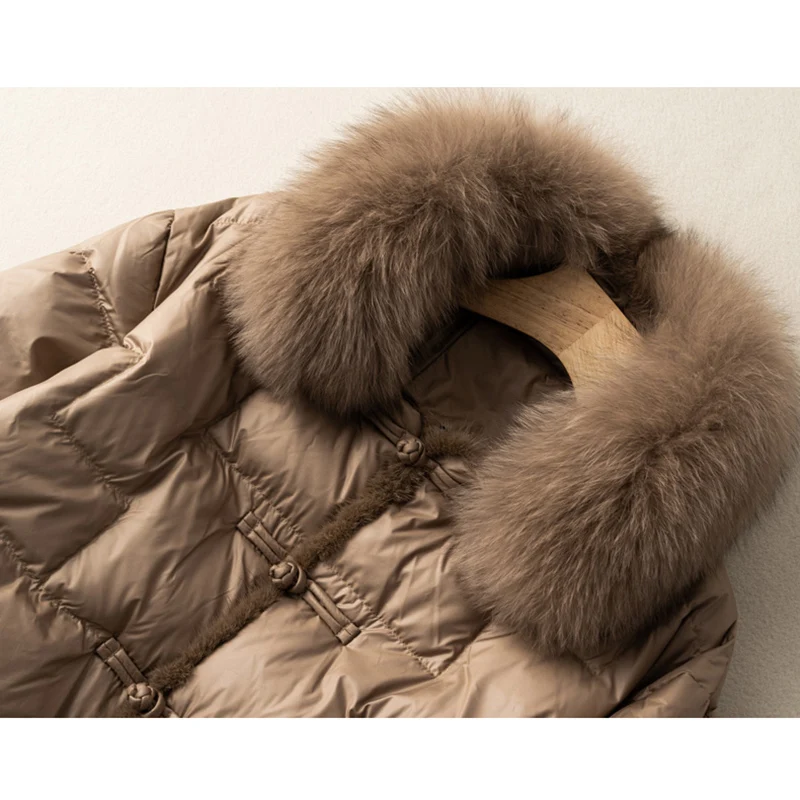 SEDUTMO Winter Duck Down Coat Women Rabbit fur Collar Warm Autumn Quilted Casual Slim Short Feathers Jackets ED1798