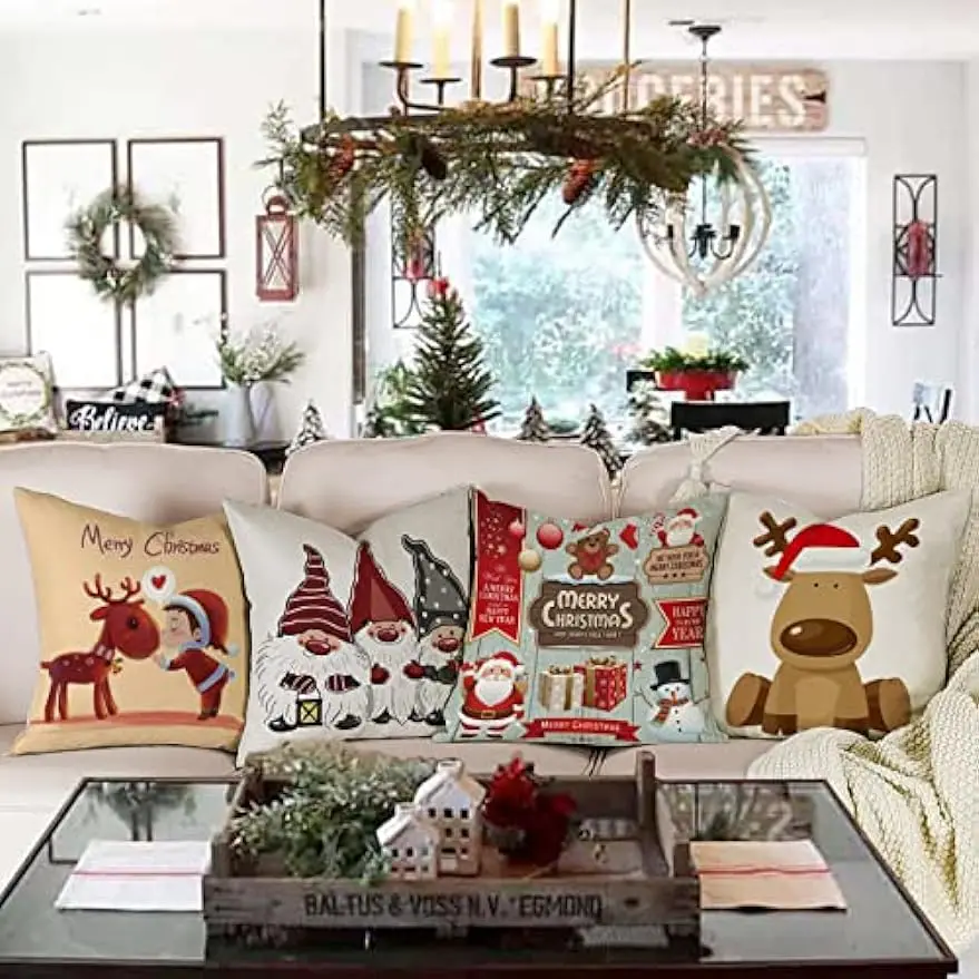 Christmas Decorative Pillowcases Living Room Sofa Decorative Cushion Covers Home Decoration couch cushion cover