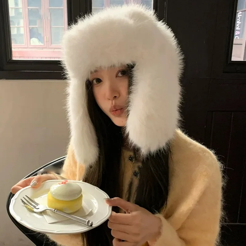 الشتاء رقيق أفخم الفراء قبعة المرأة الكورية INS سدادات حماية الأذن يندبروف الدافئة القبعات منفذها قبعة الفتيات رقيق رشاقته إيرفلاب قبعات