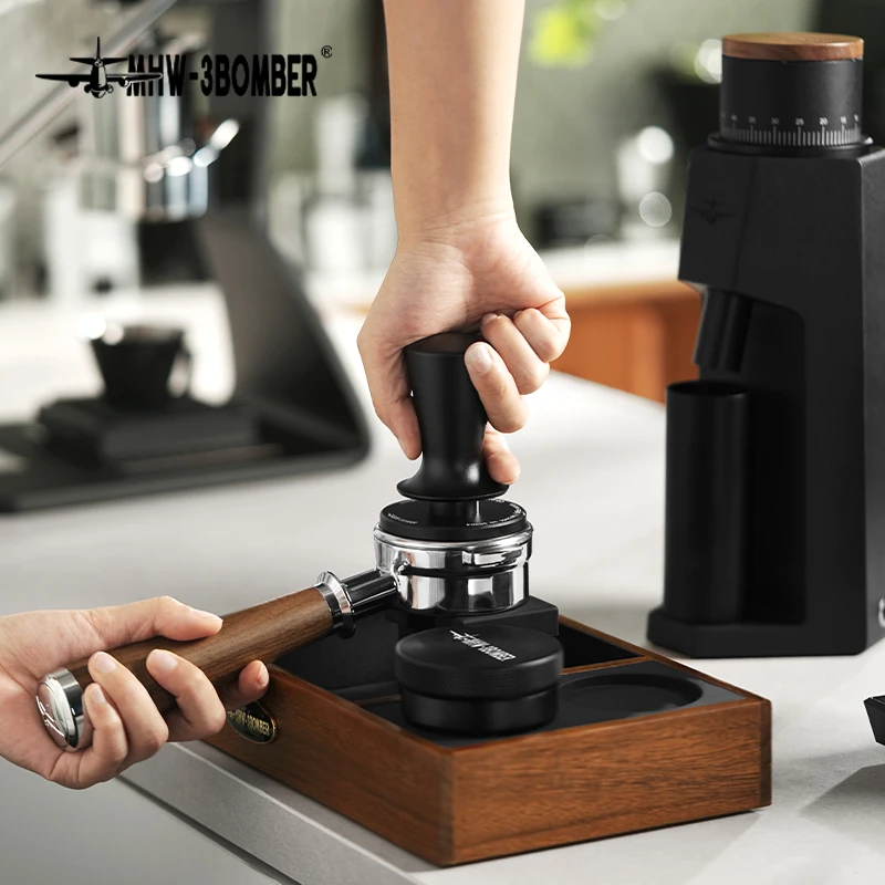 MHW-3BOMBER Coffee Tamper 51/53.35/58.35MM 2 Springs Espresso Tamper Stainless Steel Thread Base Home Barista Coffee Accessories