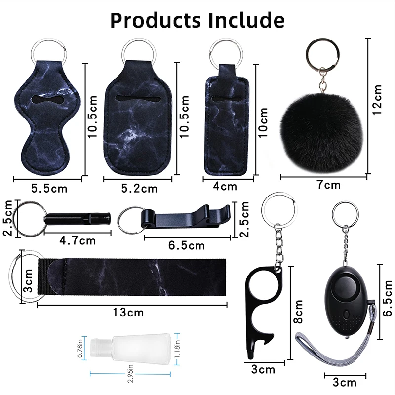 Self Defense Keychain Set para Mulheres, Proteção Pessoal de Emergência, Alarme de Segurança com Window Breaker, 10PCs