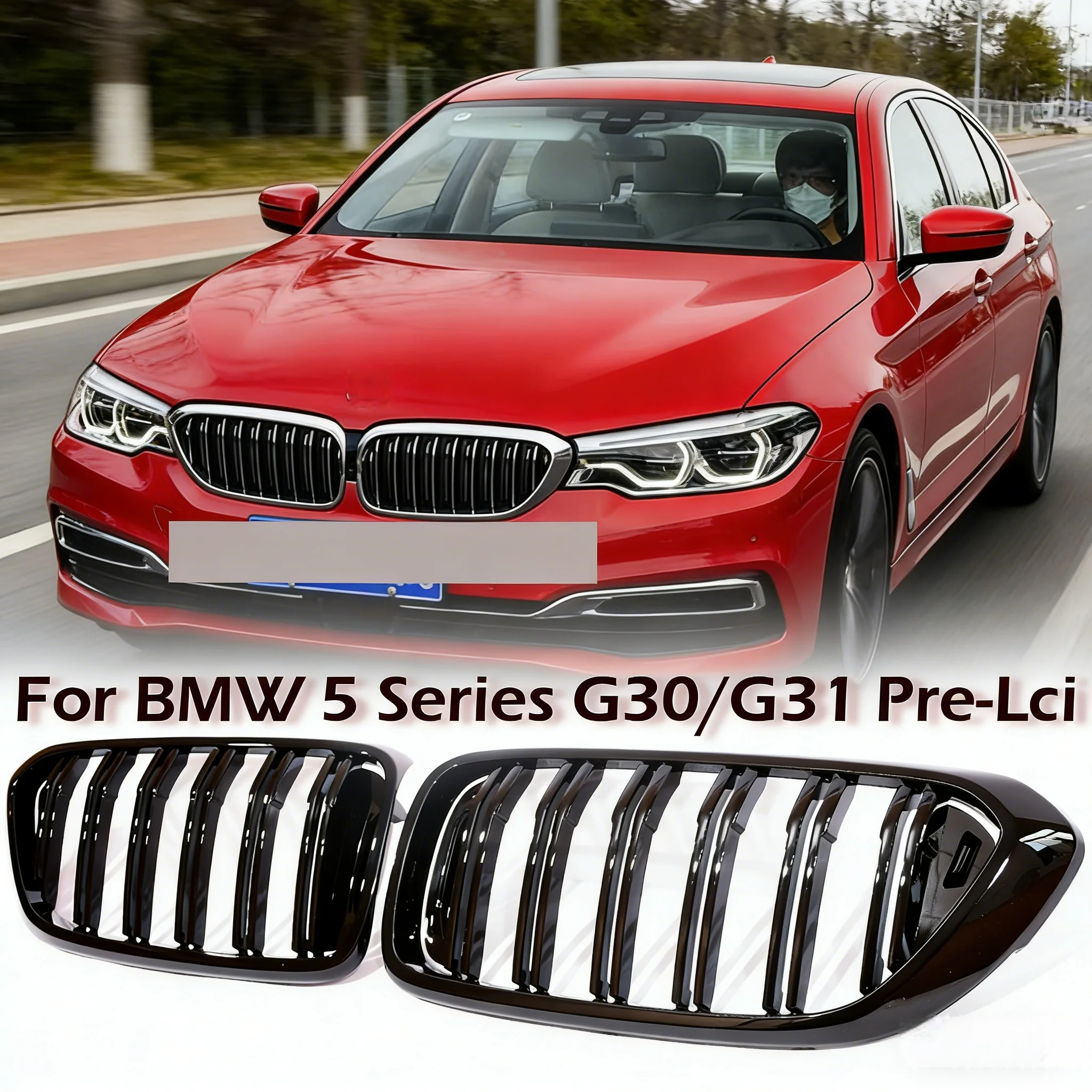 Kidney Front Grill Carbon Chrome Grille For BMW 5 Series G30 Pre-facelift 2017-2020 Racing M Style Grill 525 530 540 Accessories