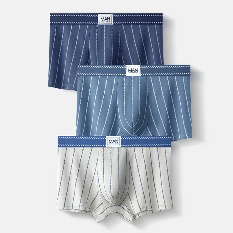 

Modal Boxers Homewear Men Underwear Soft Comfortable Stripes Boxer Briefs Plus Size Breathable Cotton Underpants Men's Panties
