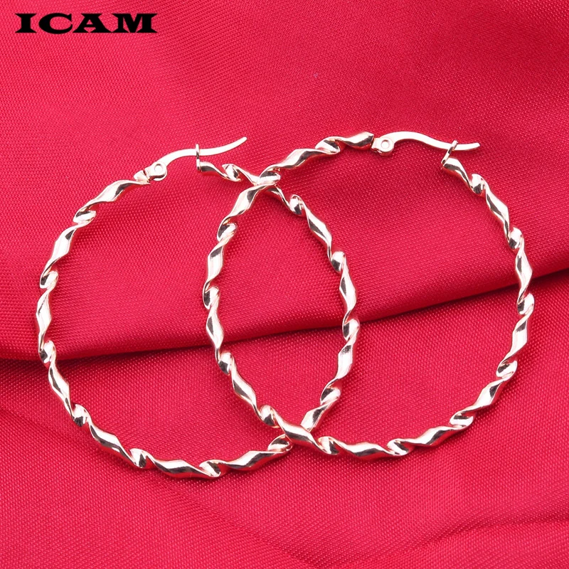 ICAM New Sliver Gold Rose Gold Color Big Hoop Earrings Hoops Bohemian Earrings Circle Hoop Earrings For Women Party Jewelry