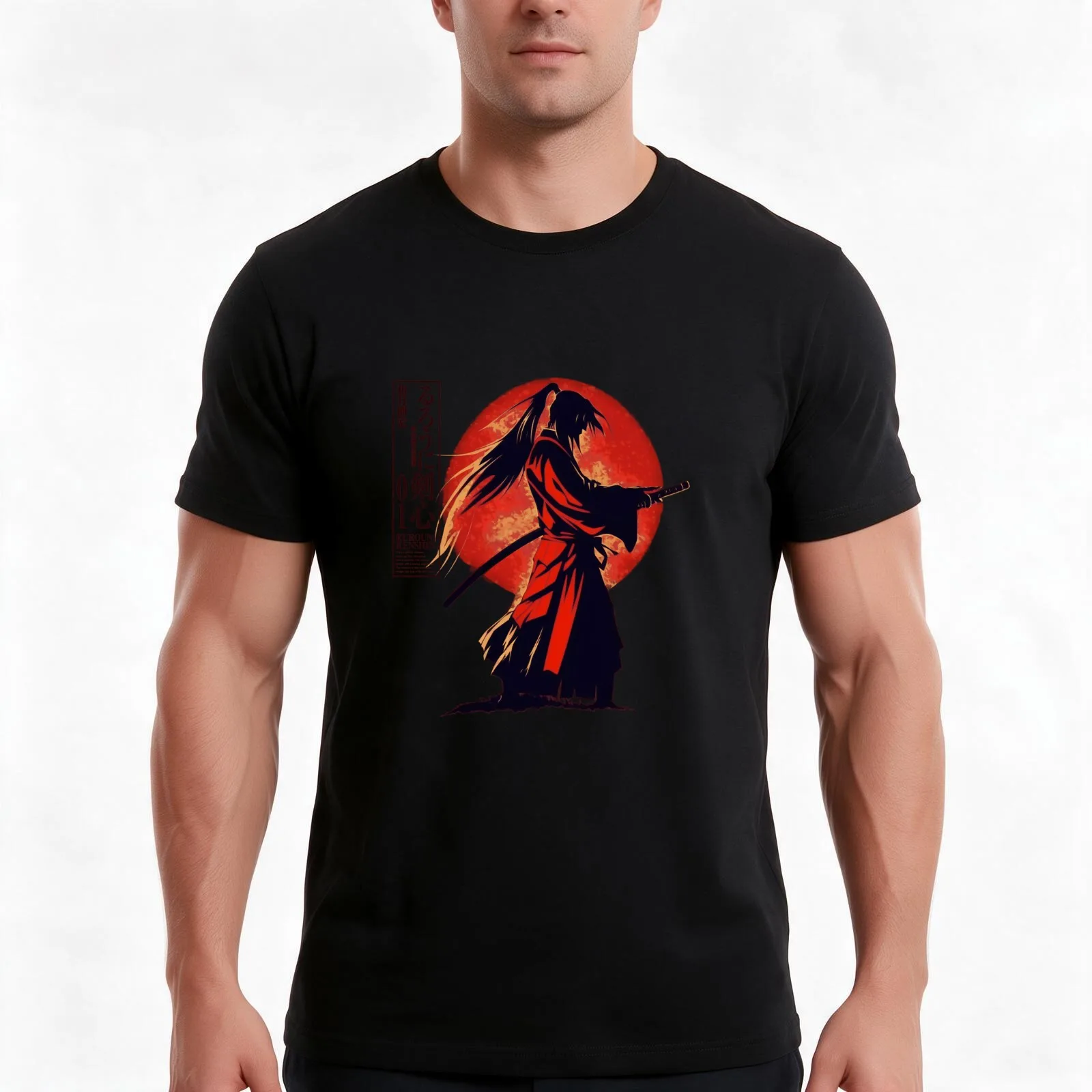 Battousai T-Shirt Summer Casual Cotton Tee Oversized Streetwear Tops Vintage Graphic Print Loose Fit Short Sleeve