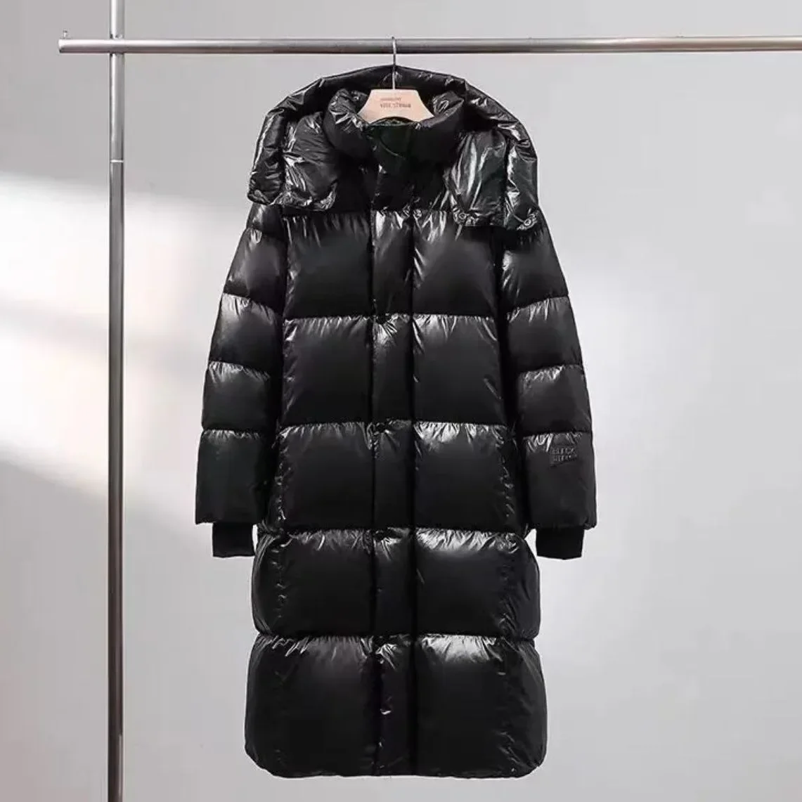 

Hooded Parka Women Down Coat Parkas Zipper Cardigan Overcoat Outerwear Spliced Pockets Long Sleeve Windbreaker Casual Winter