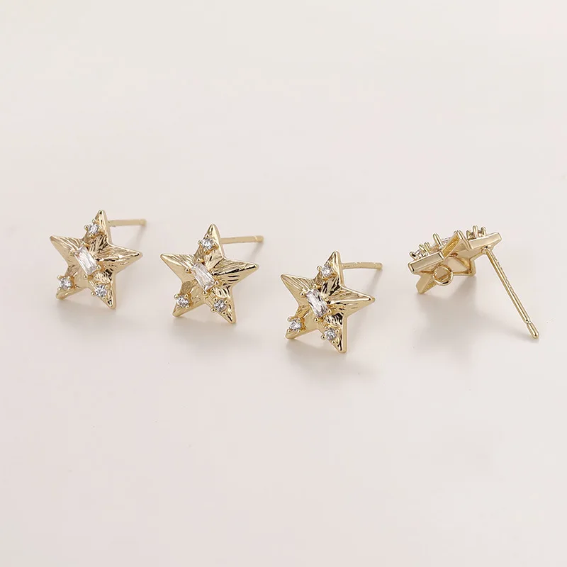 5pair CZ Cubic Zirconia Heart Design Earrings Post Linker Connectors DIY Jewelry Accessories