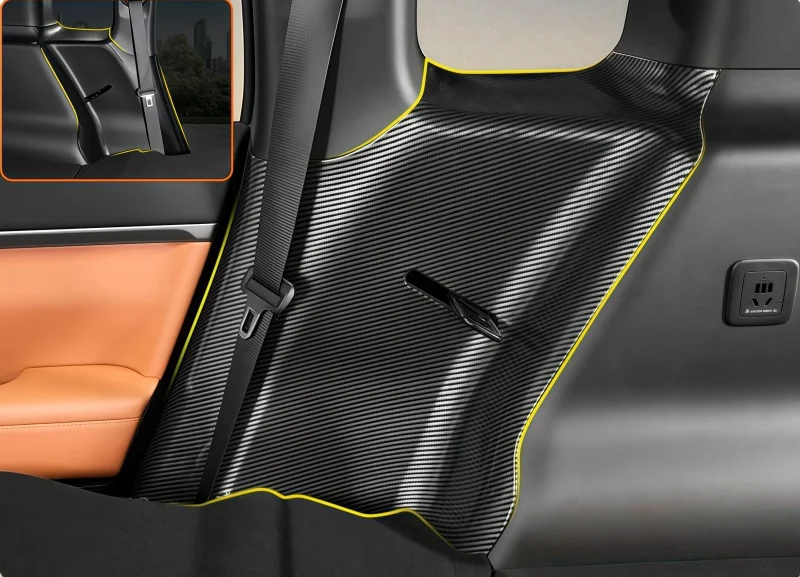Car Rear Seat Side Anti-Kick Panel Fit for BYD Leopard 7 Titanium 7 Modified Carbon Fiber Texture Full-Coverage Protective Panel