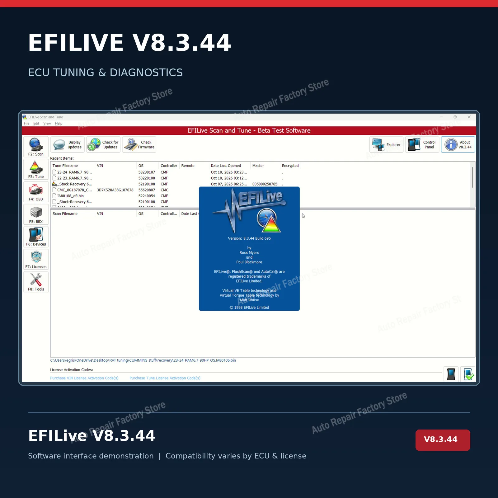 EFILive V8.3.44 Tune Diagnostic Calibration Editing Flash Programming for Diesel Vehicles Unlimited Free Flashing No Credits 1PC