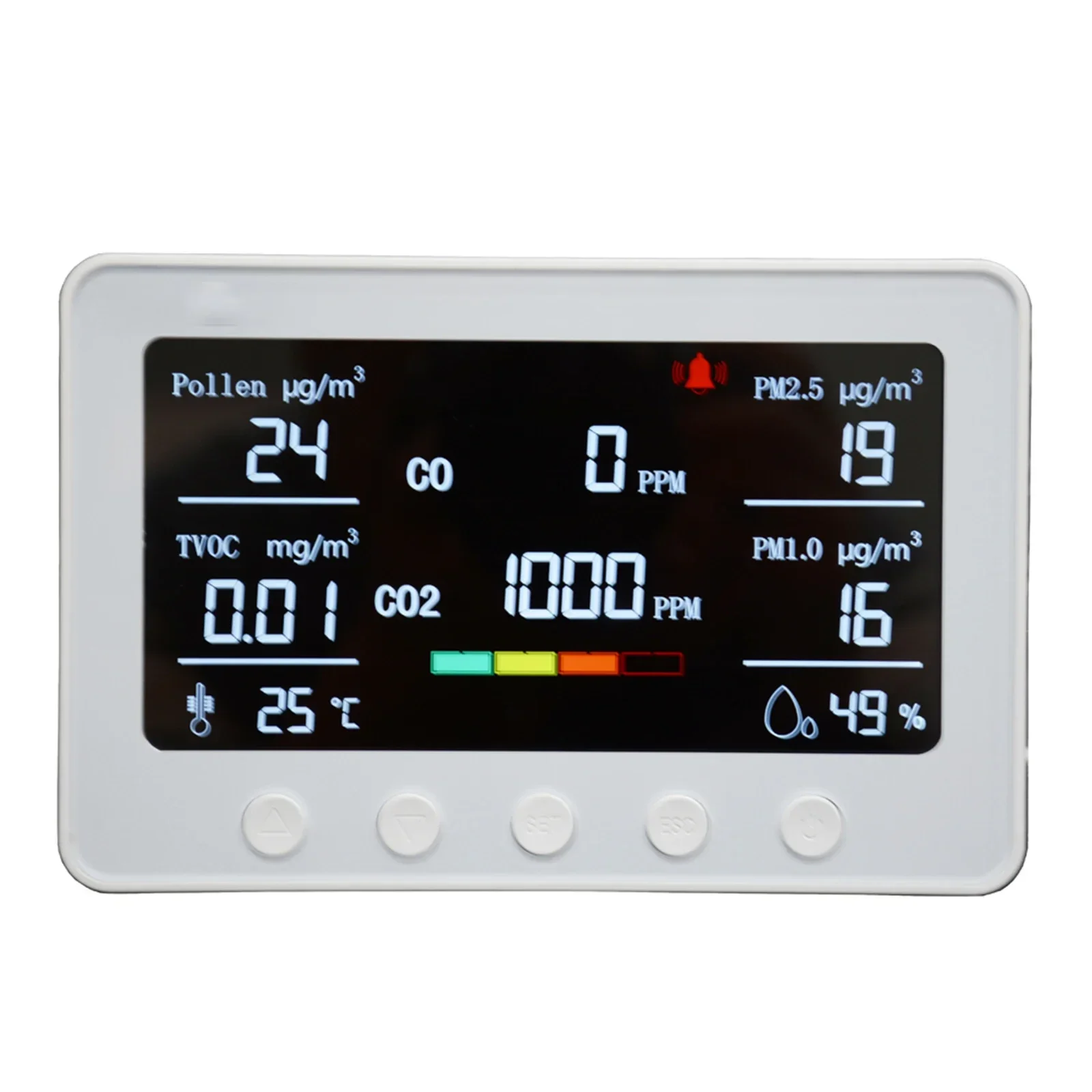 Pollen Detect WiFi Air Quality Monitor TVOC CO CO2 PM2.5 PM1.0 PM10 Temperature Humidity Meter Infrared Sensor