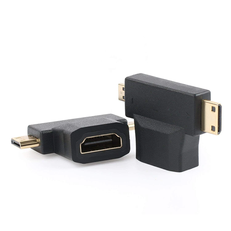 

2 In 1 HDM1-compatible To Micro HDM1 Male MiniHDM1 Male Female Cable Adapter T Shape Converter for HDTV 1080P Cables