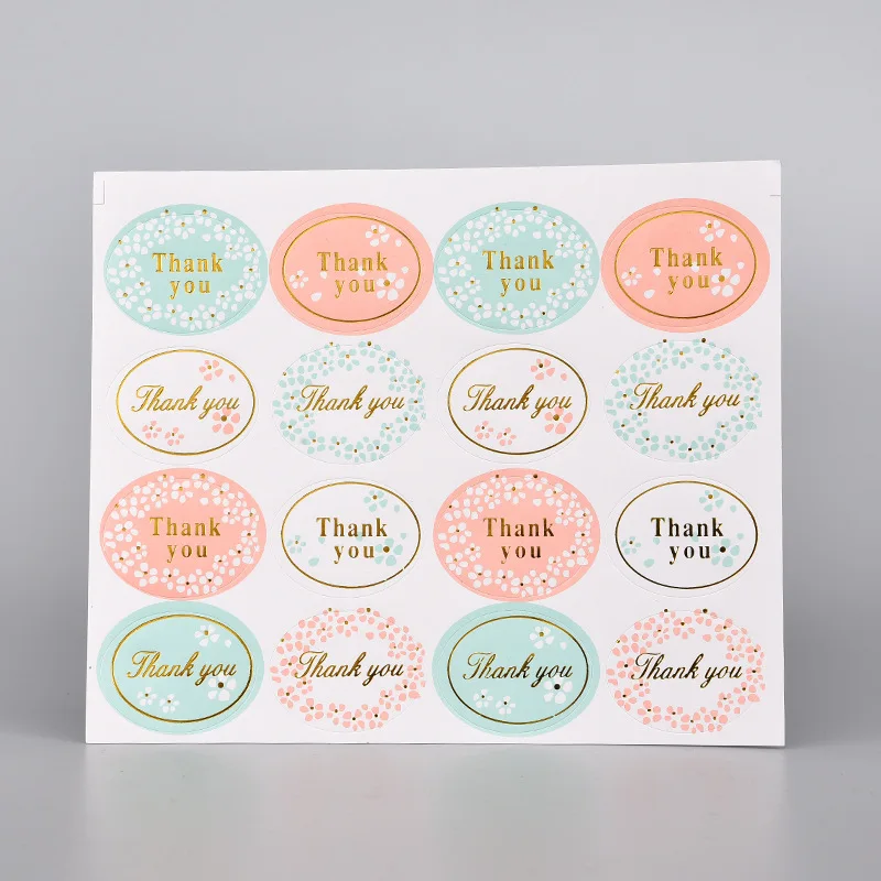 3 Sheets Oval Hot Stamping Thank You Sealing Stickers Baking Gift Packaging Decoration DIY Stationery Handmade Label Stickers