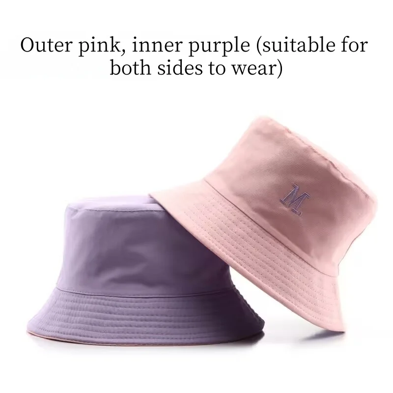 قبعة صيد نسائية عصرية وعصرية على الطراز الكوري مطرزة بأحرف على شكل حرف M للاستخدام الخارجي