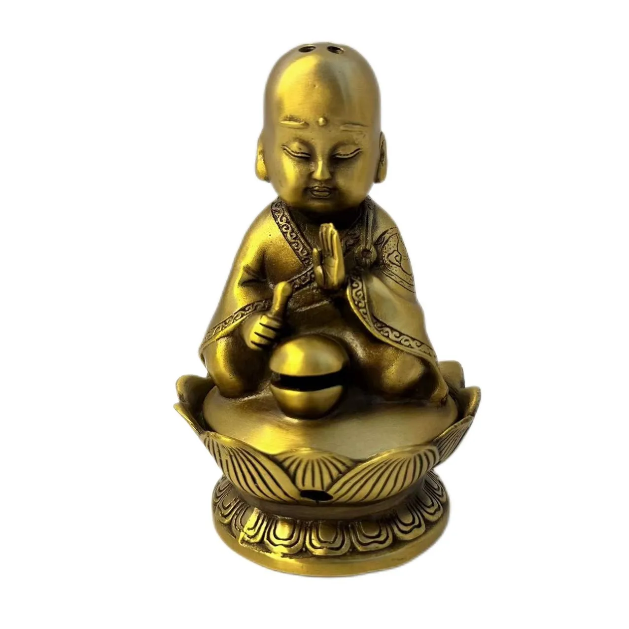 

Brass Incense Burner Holder Monk Incense Burner Child Buddha Incense Stove Home Gift Craft Decoration