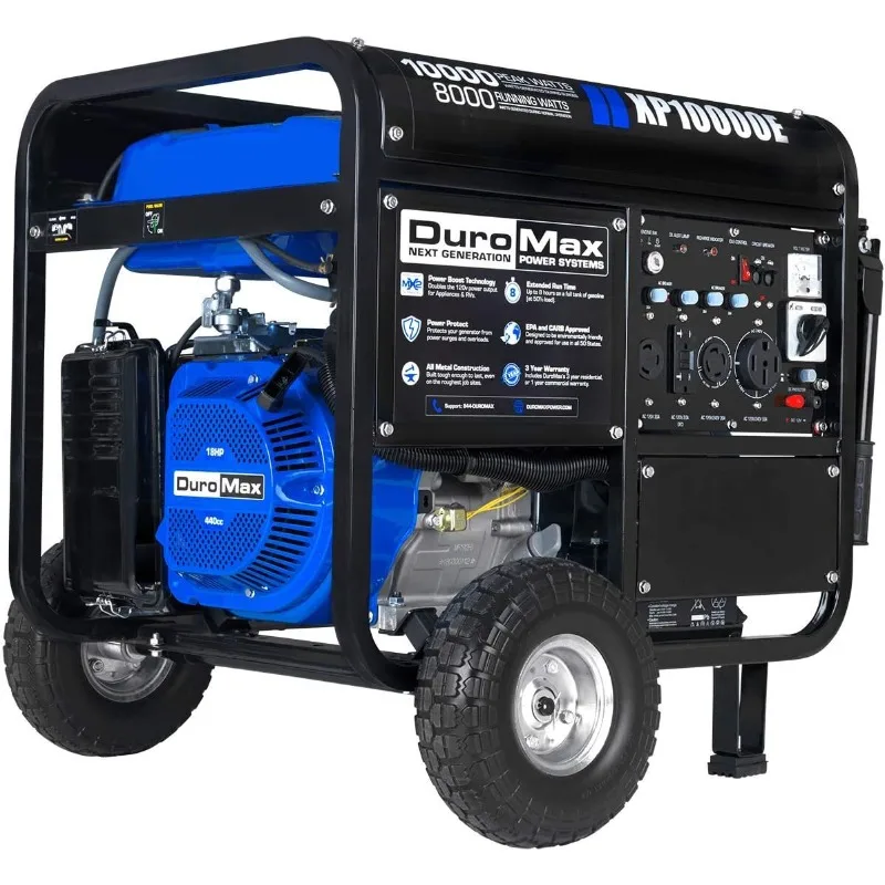 

Портативный Газовый Генератор DuroMax XP10000E, 10000 Вт, электрический старт, для дома, резервный и RV