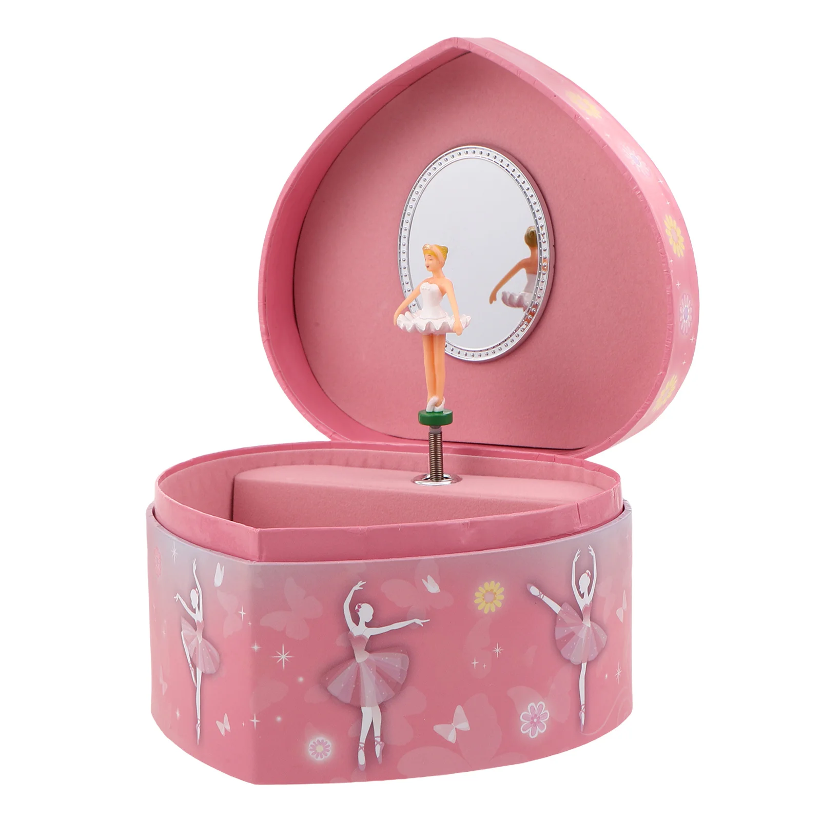

Heart Shaped Musical Box Ballet Themed Jewelry Storage for Little Organized Compartments Safe Design Charming Pink Finish