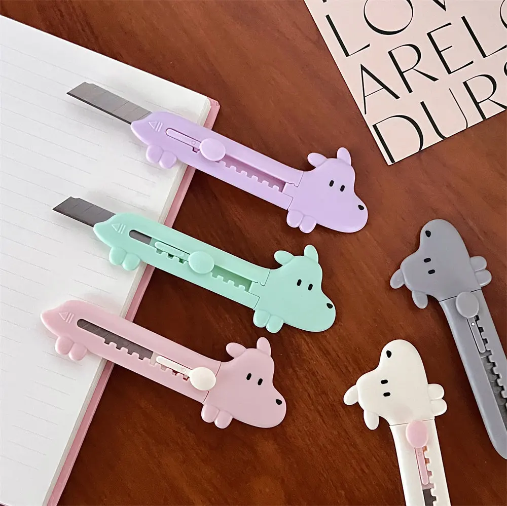 2 Pcs Cute Cartoon Puppy Art Knife Mini Small Size Unpacking Express Box Cutter Cutting Hand Account Paper Cutter