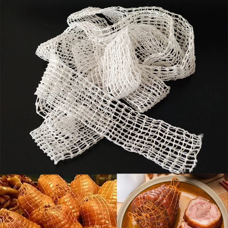 NUBECOM Hot Dog Meat Mesh Net Butcher\'s String Roast Sausage Net Roll Packaging Tool Cooked Ham Elbow Nets Kitchen Tool 3/5M