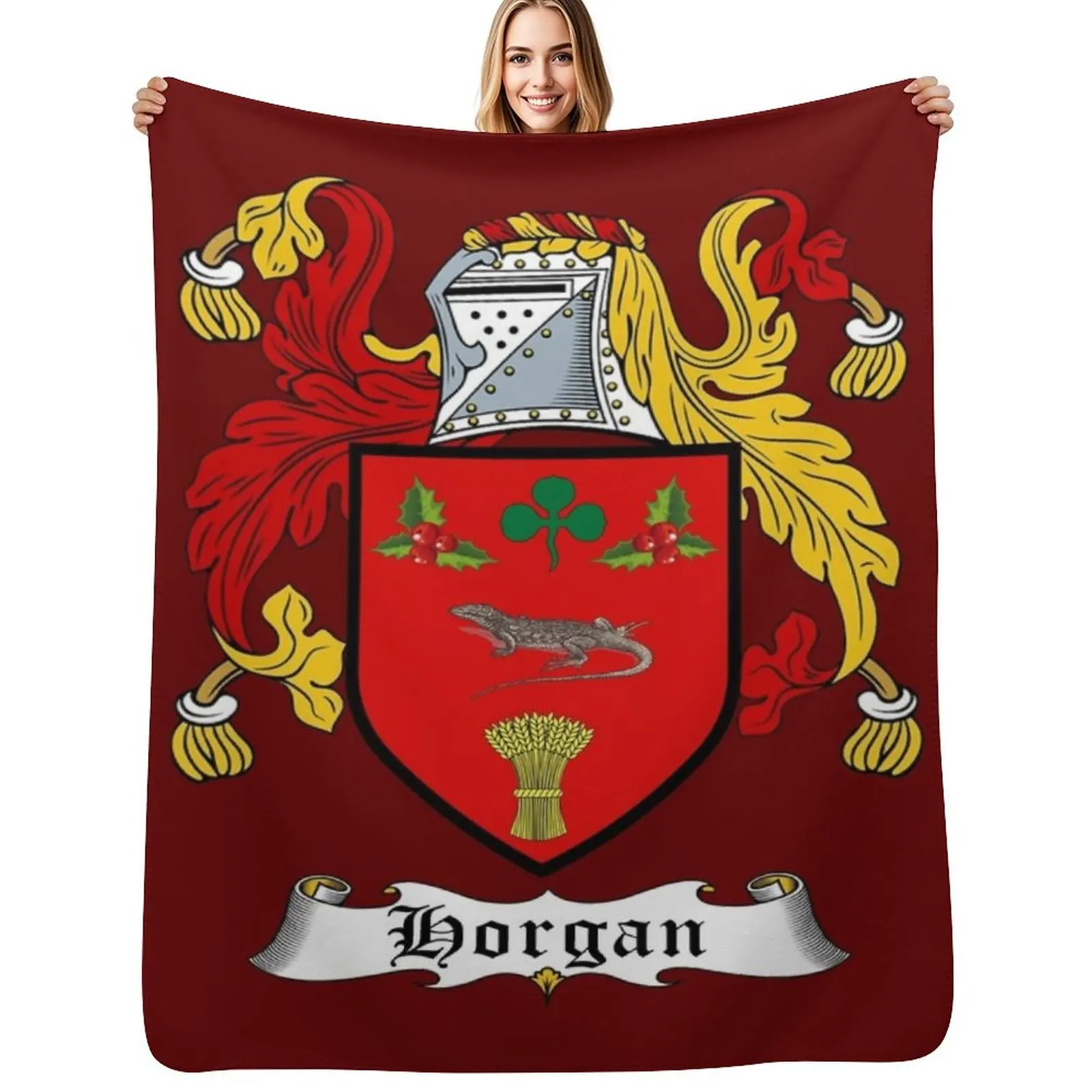 

HORGAN FAMILY CREST Throw Blanket Cozy Sofa Blanket for TV Watching Napping