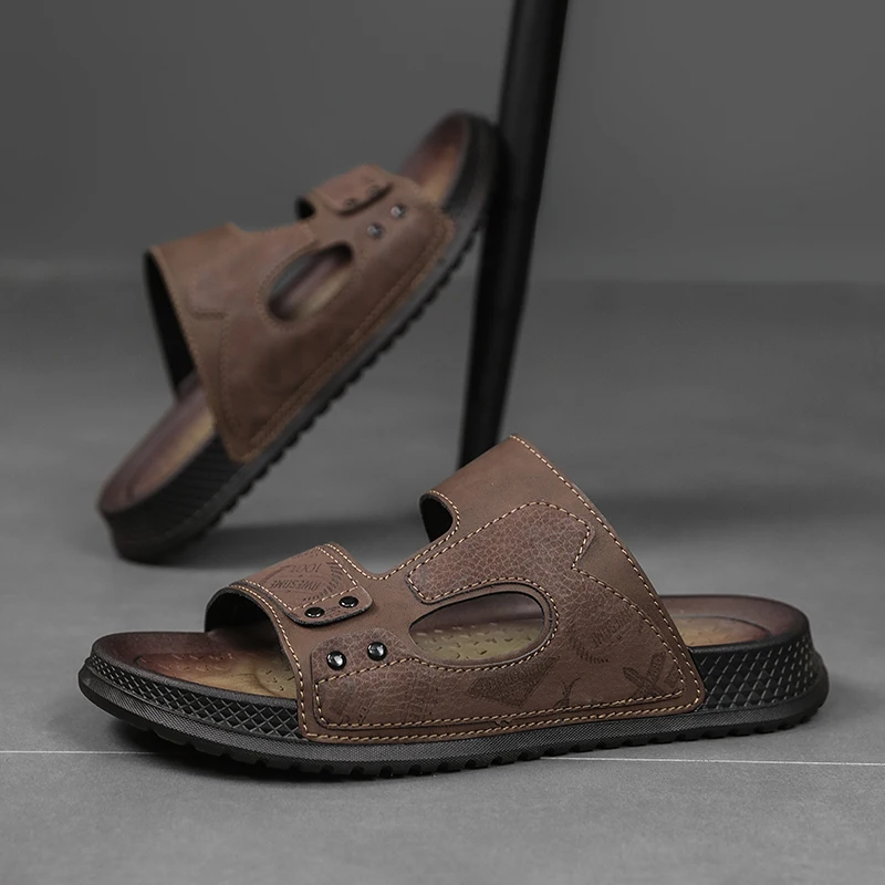 

Мужские повседневные шлепанцы, новые летние, с мягкой подошвой, нескользящие, для улицы и пляжа, дышащие, легкие, молодежные, модные, спортивные тапочки