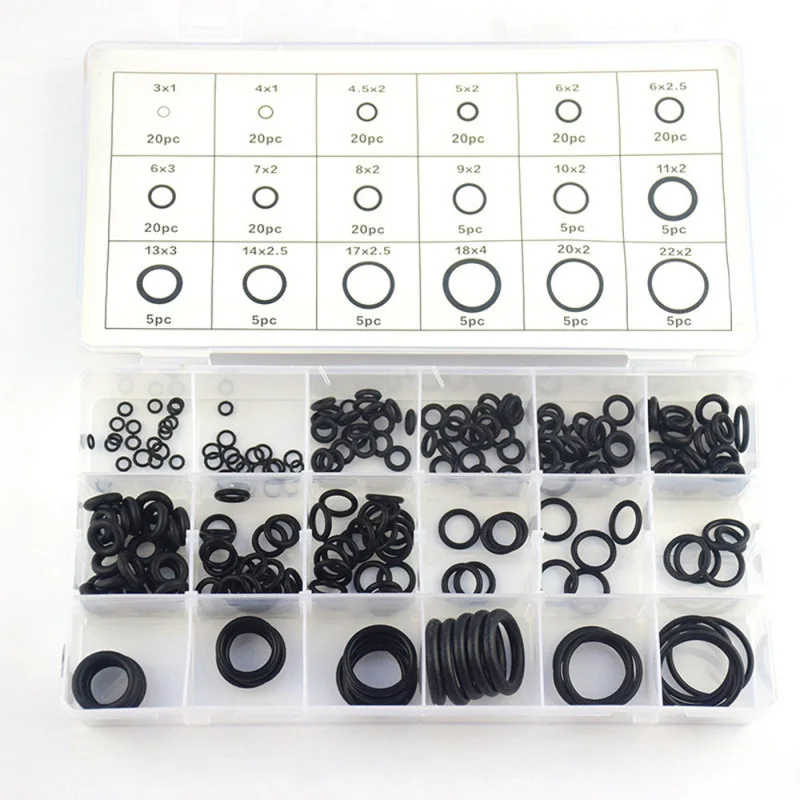 225PCS NBR 0-Ring Bagged Oil-Resistant Seal Combination Gasket Combination Oil-Proof NBR O-Ring Gasket for Durable Performance