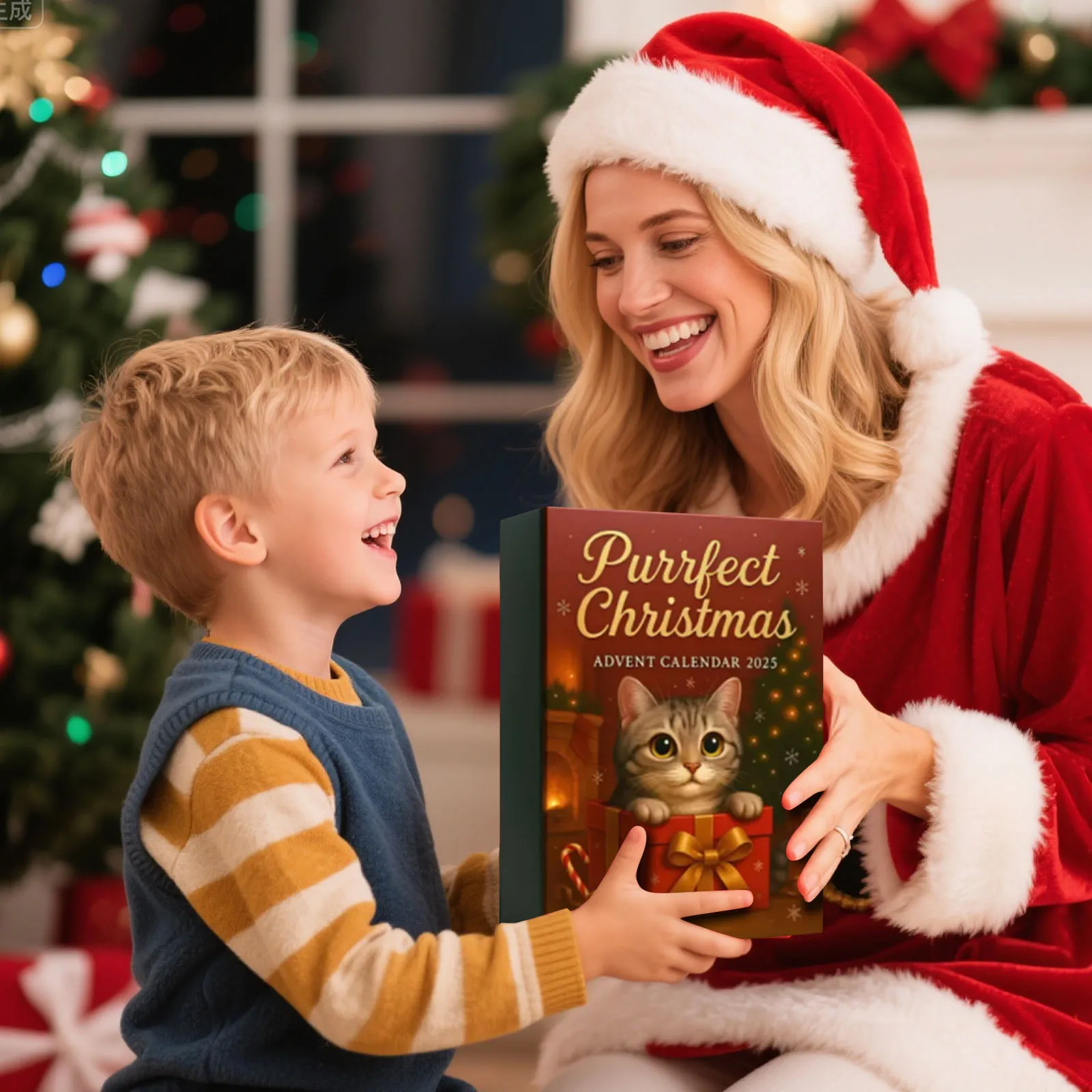 Balance de cuisine rechargeable avec minuterie Purrfect Christmas 2020, calendrier de l'avent Purrfect pour les amoureux des chats de Noël, minuterie de 2 minutes, brosse