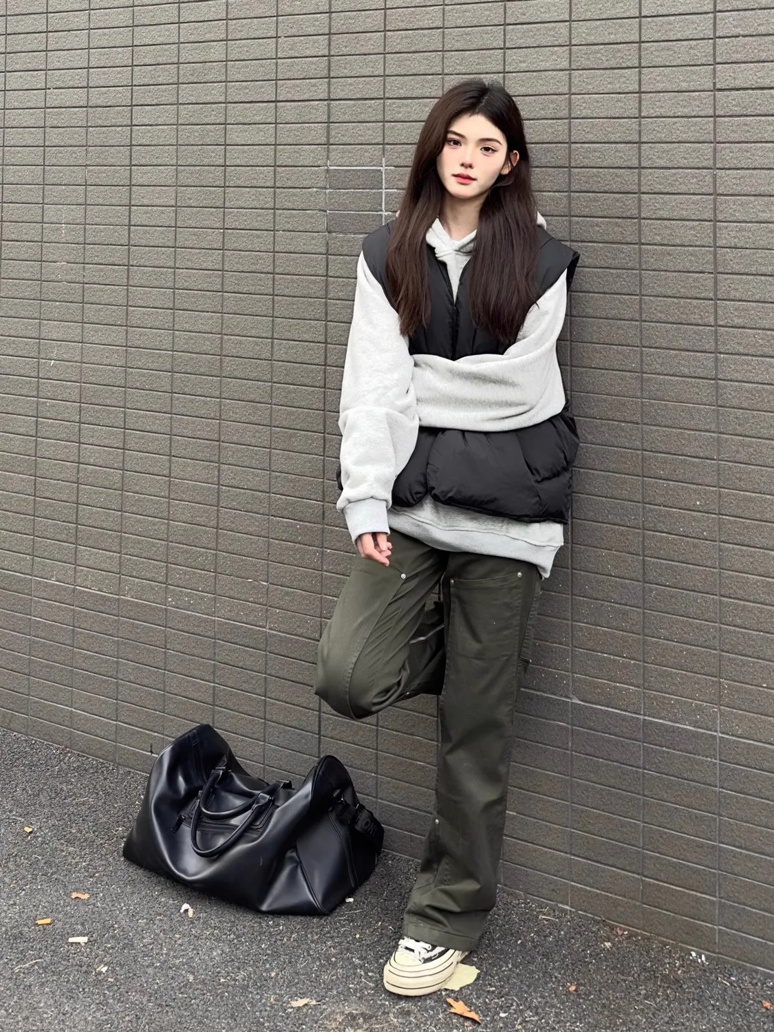 Americano retro duplo zíper colete de algodão ex outono inverno solto casual versátil quente rua sle faion outerwear