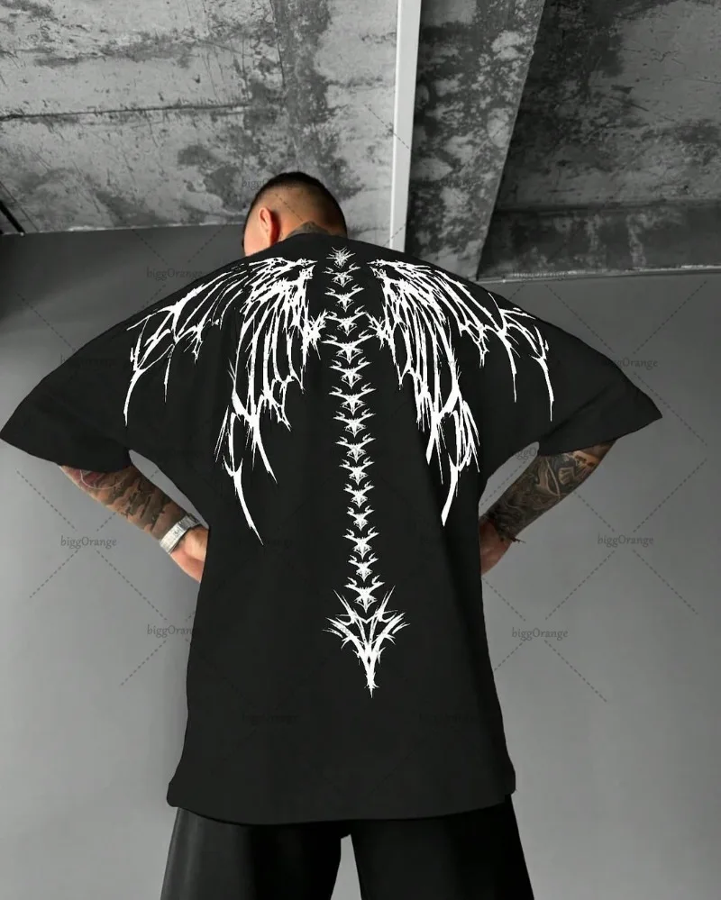 

European and American Retro Harajuku Punk Loose Casual T-shirt Men Street Hip-hop Y2K Goth Fashion Cotton Oversized Top Women