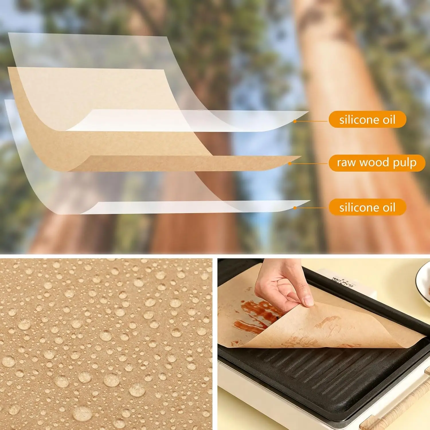 100Pcs Unbleached Parchment Paper Sheets for Baking Disposable Air Fryer Liners Non-Stick Precut Baking Parchment Paper