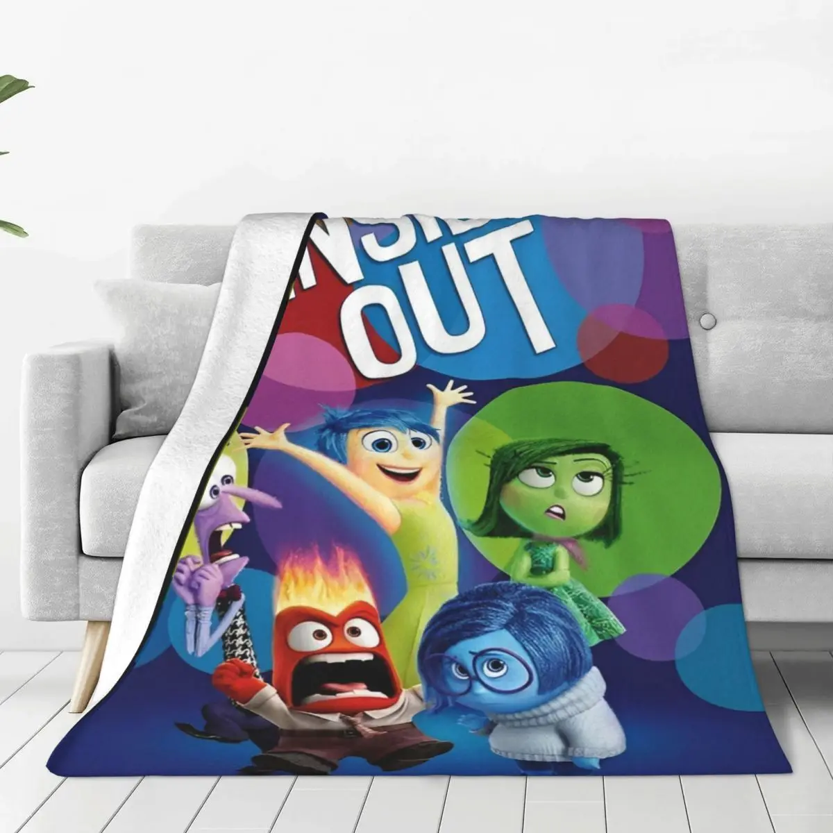 Inside Out Emotions Group Blanket Fleece Spring/Autumn Cartoon Anime Multifunction Warm Throw Blanket for Bedding Outdoor Quilt