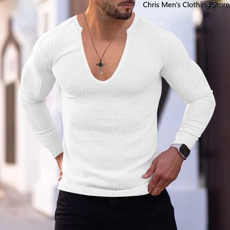 

Autumn Winter A Variety of Colors Can Choose Comfortable and Breathable Men's Knitwear, Fashion Sexy Deep V-neck Men's Pullover