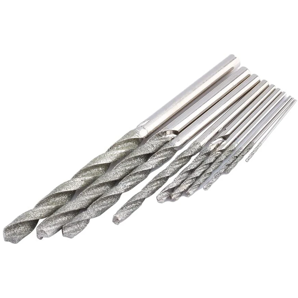 ABNC-10 ชิ้นเพชรเจาะชุด Bits Twist Diamond Tip เจาะ Bit Heavy Duty Mini Diamond เจาะชุด Bit สําหรับกระเบื้องแก้ว