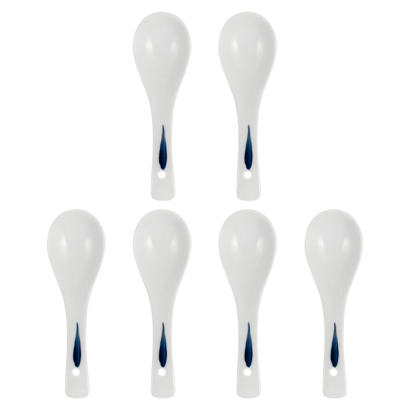 6 قطعة ملاعق شوربة السيراميك عالية الجودة مقبض منحني عصيدة الأرز ملاعق الحلوى أواني المطبخ المحمولة المنزلية قاعدة الملاعق #3