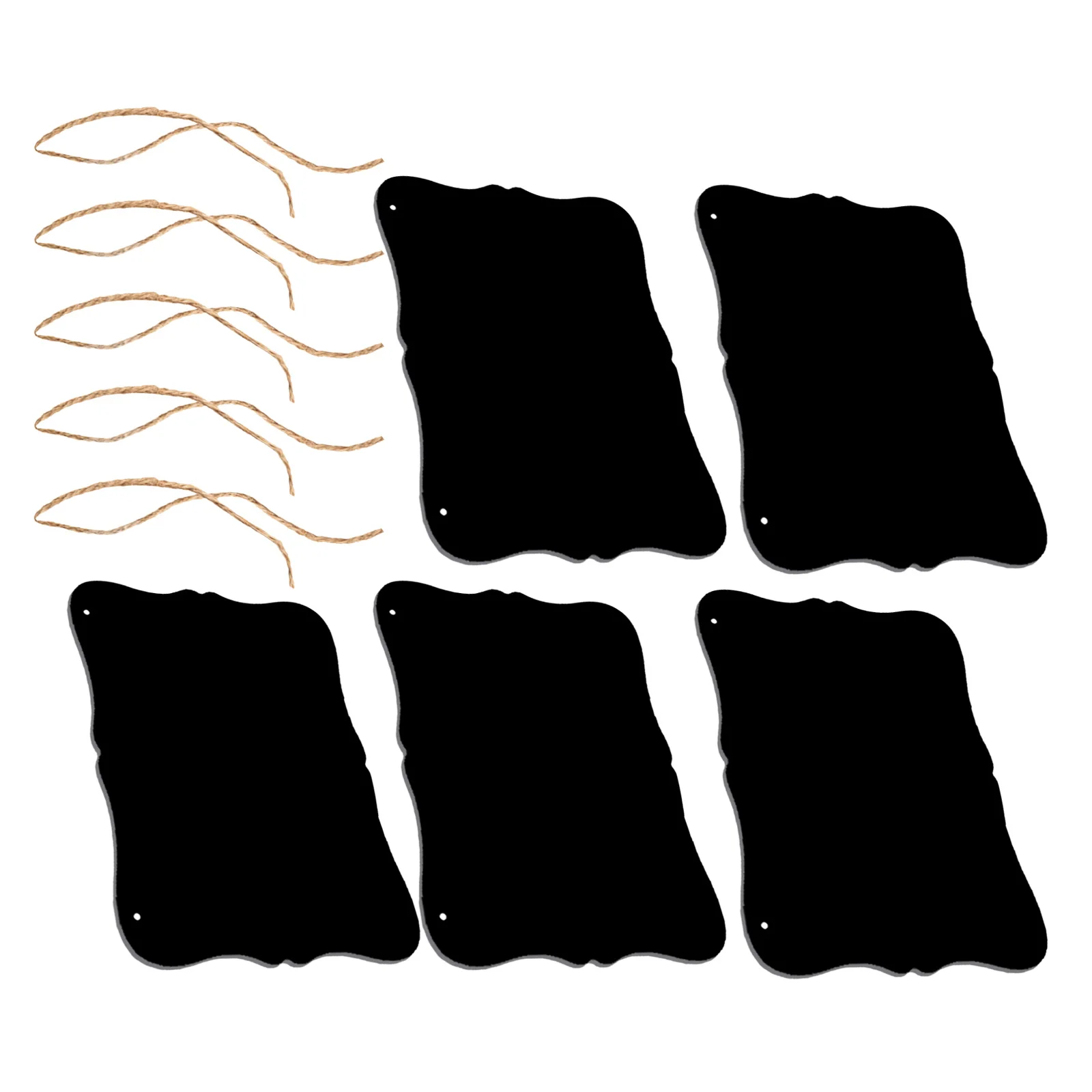 5Pcs Hanging Message Blackboard Double Sided Wooden Chalkboard Sign for Business Menus Home Reminders Rustic Style Decor