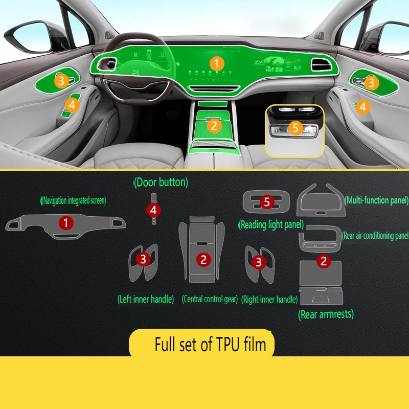 

Tpu Transparent Film for RISING AUTO R7 2023 Car Interior Sticker Console Dashboard Screen Protective Film Car Accessories