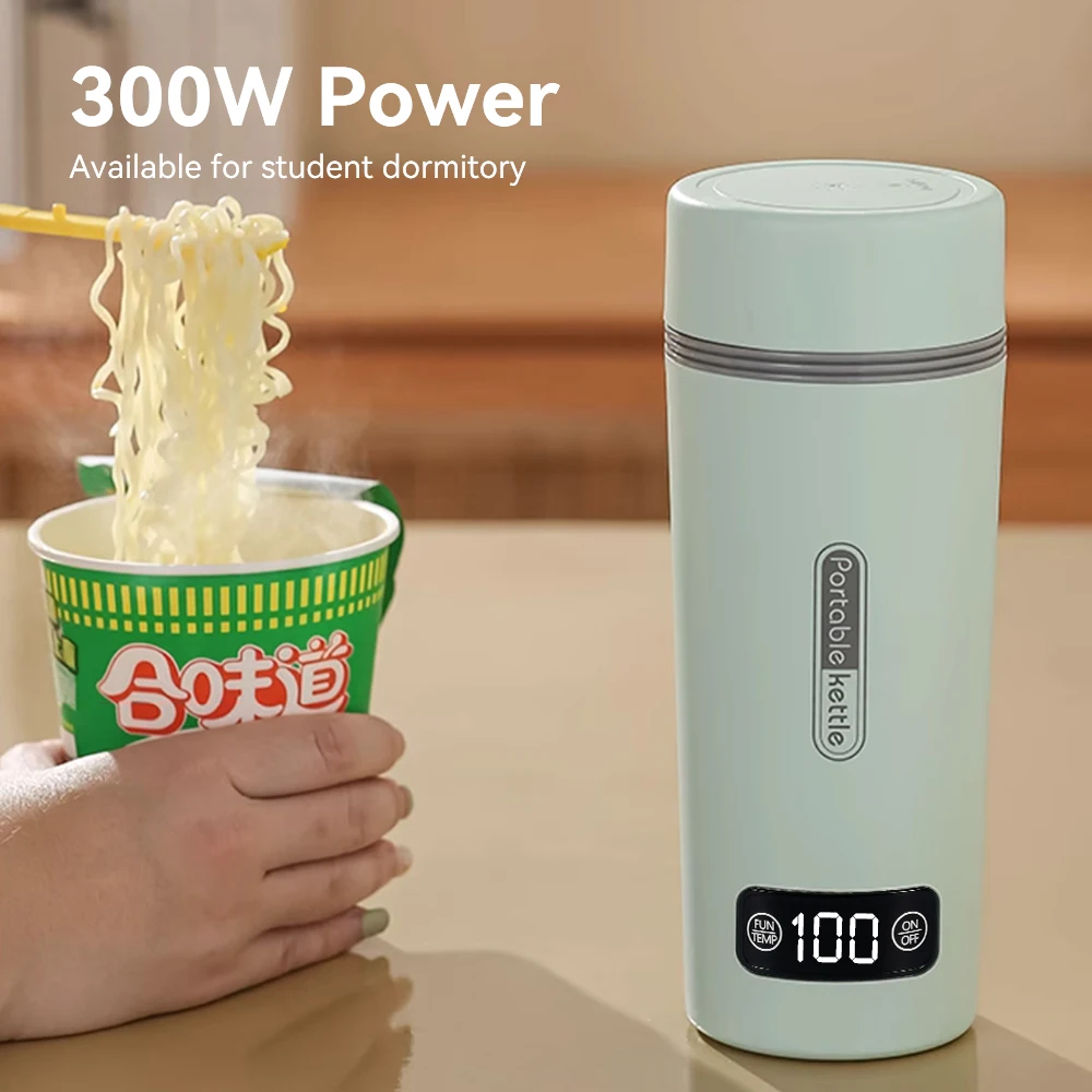 Hervidor de agua portátil de viaje, 350ml, Material de acero inoxidable 304, calentamiento eléctrico Digital, Control de temperatura de 4 secciones
