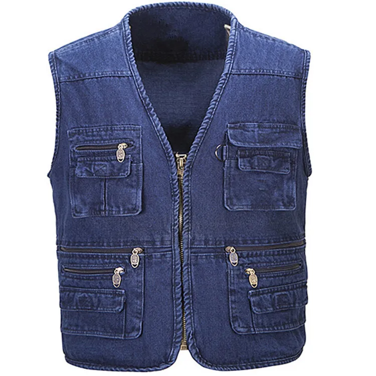 

2024 Men's Multi-Pocket Denim Vest Outdoor Fishing Photography Leisure Sports Vest