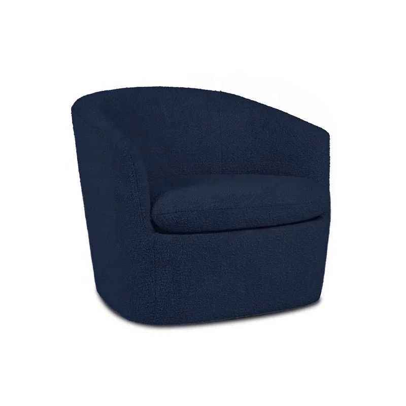

wj-Modern Teddy Fabric Boucle Swivel Barrel Accent Armchair Comfortable Round Club Chair for Bedroom Hotel PU Leisure Style！
