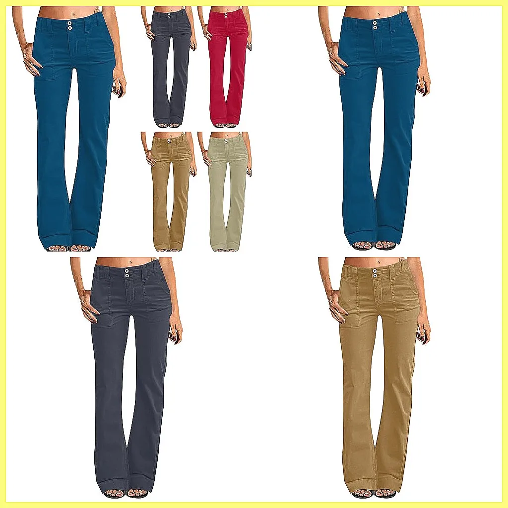 

Women's Lightweight Joggers with Zipper Pockets - Athletic Straight Leg Fitness Pants