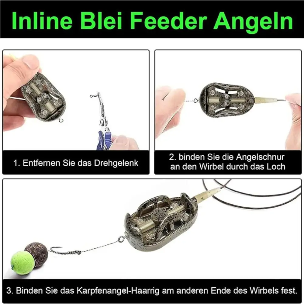 20g/30g/40g/50g/60g Method Feeder Lead Weight Mold Included Carp Feeder Kit European Type Cage Style Inline Feeder Carp Fishing view 4