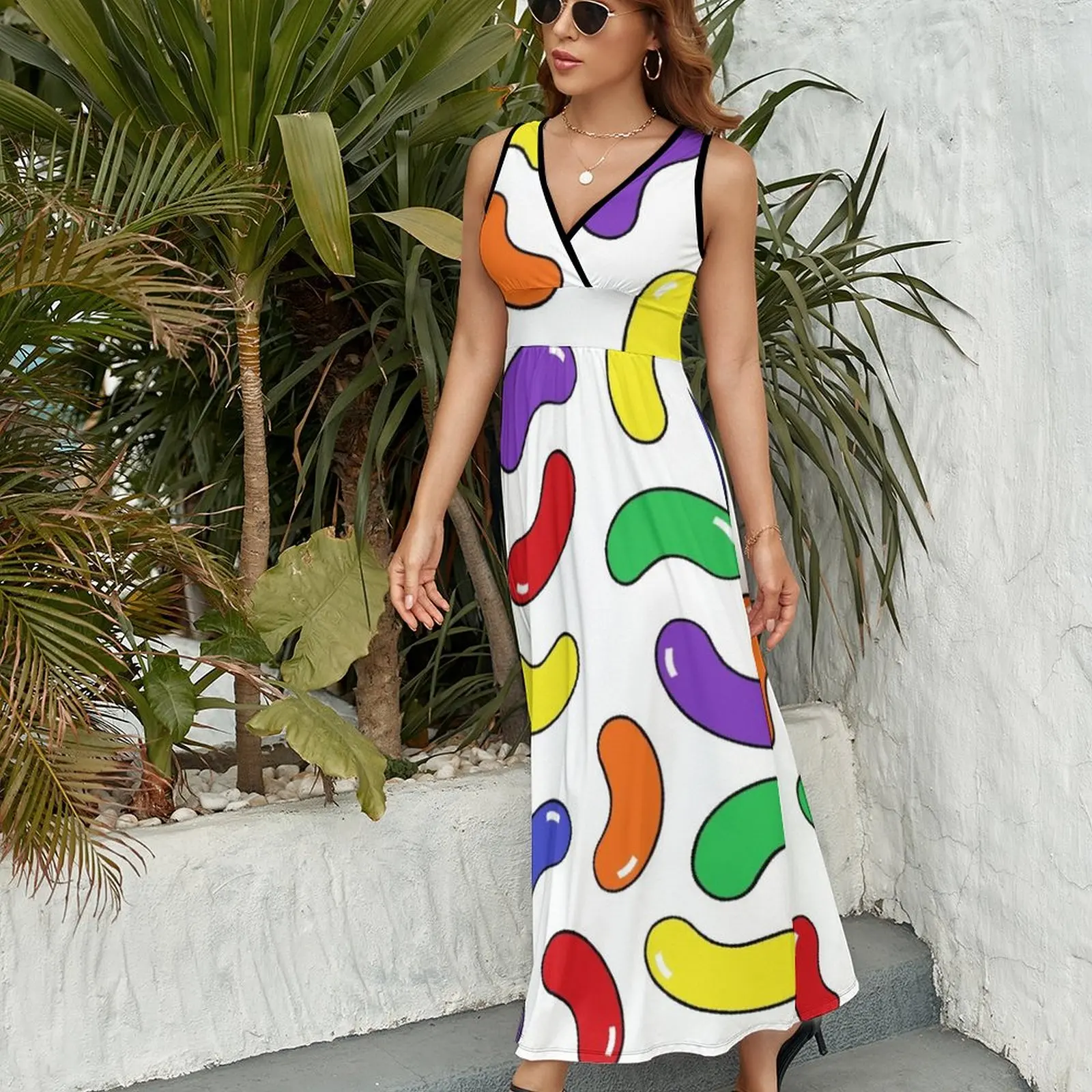 Jelly Bean Pattern Sleeveless Dress evening dress Beachwear