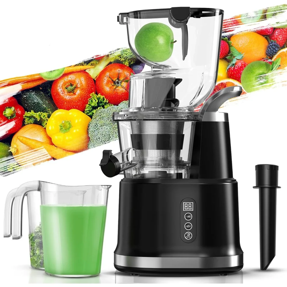 

Juicer Machines Cold Press,3.3" Large Feed Chute Fit, High Juice Yield and Easy Cleaning, Self Feeding, Masticating Juicer