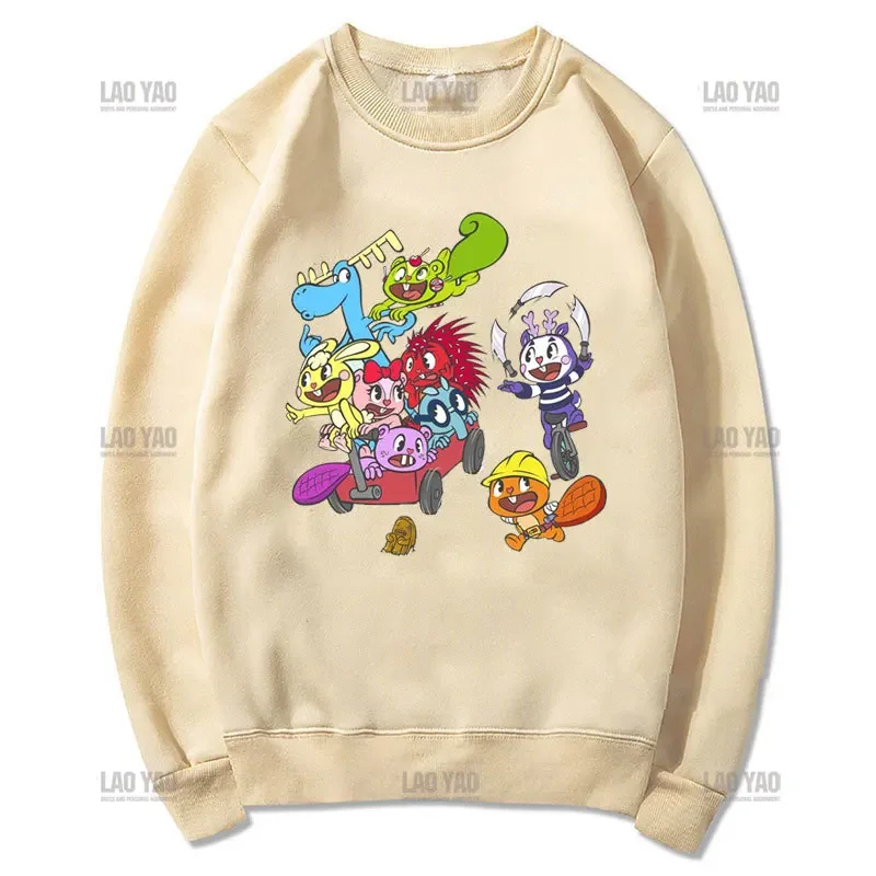 Happy Tree Friends Sweatshirt Happy Tree Friends Graphic Hoodies Funny Cartoon Print Streetwear Fashion Unisex Autumn Hoody