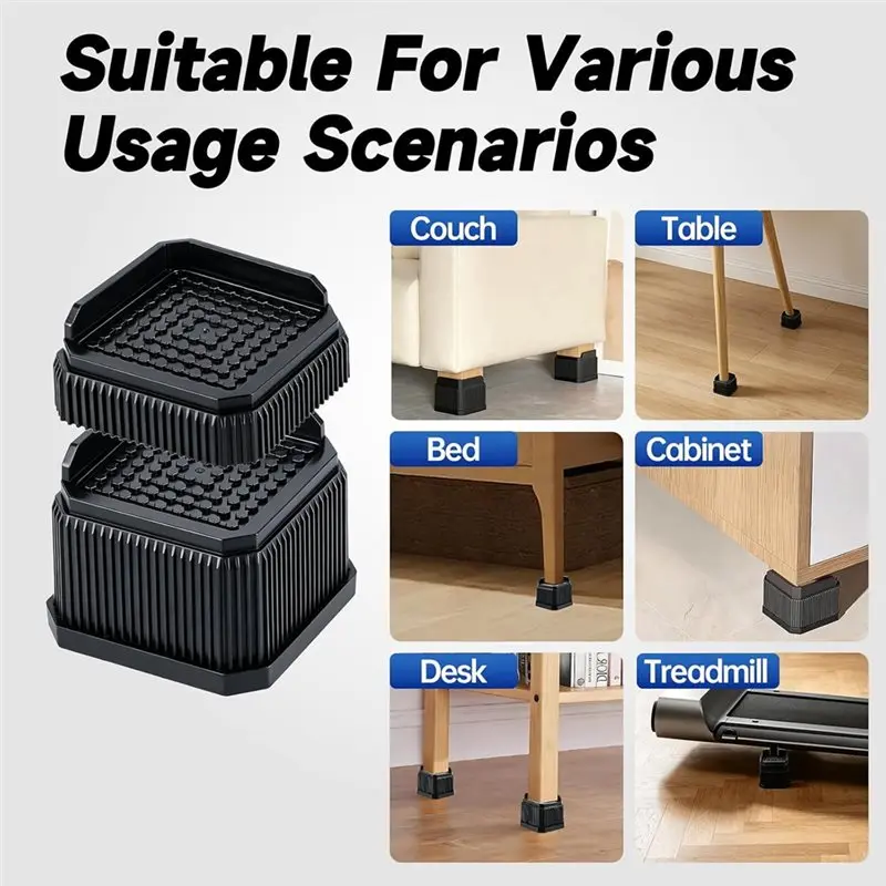 A07T-Incline Riser Blocks For Treadmill 4 Pack Stackable, For Gym And Home Walking Pad Compatible